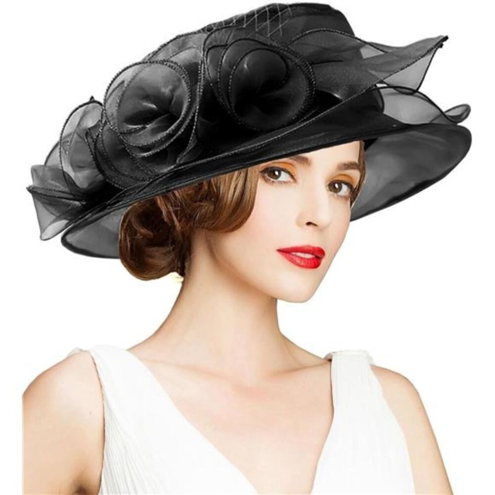 Women's Kentucky Hat Wide Brim Black - Picture 1 of 6